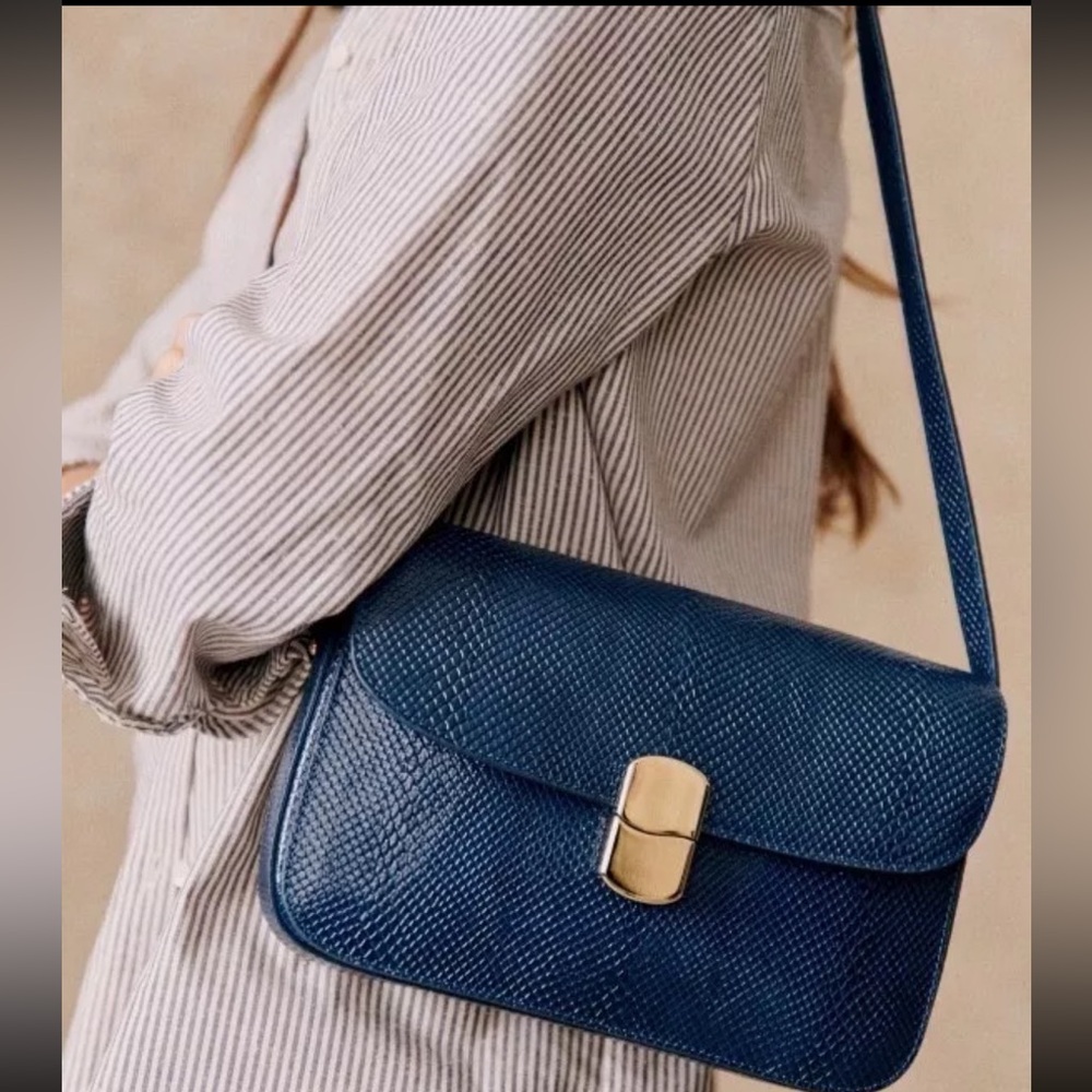 SEZANE Snakeskin Blue Milo Bag - Picture 3 of 8